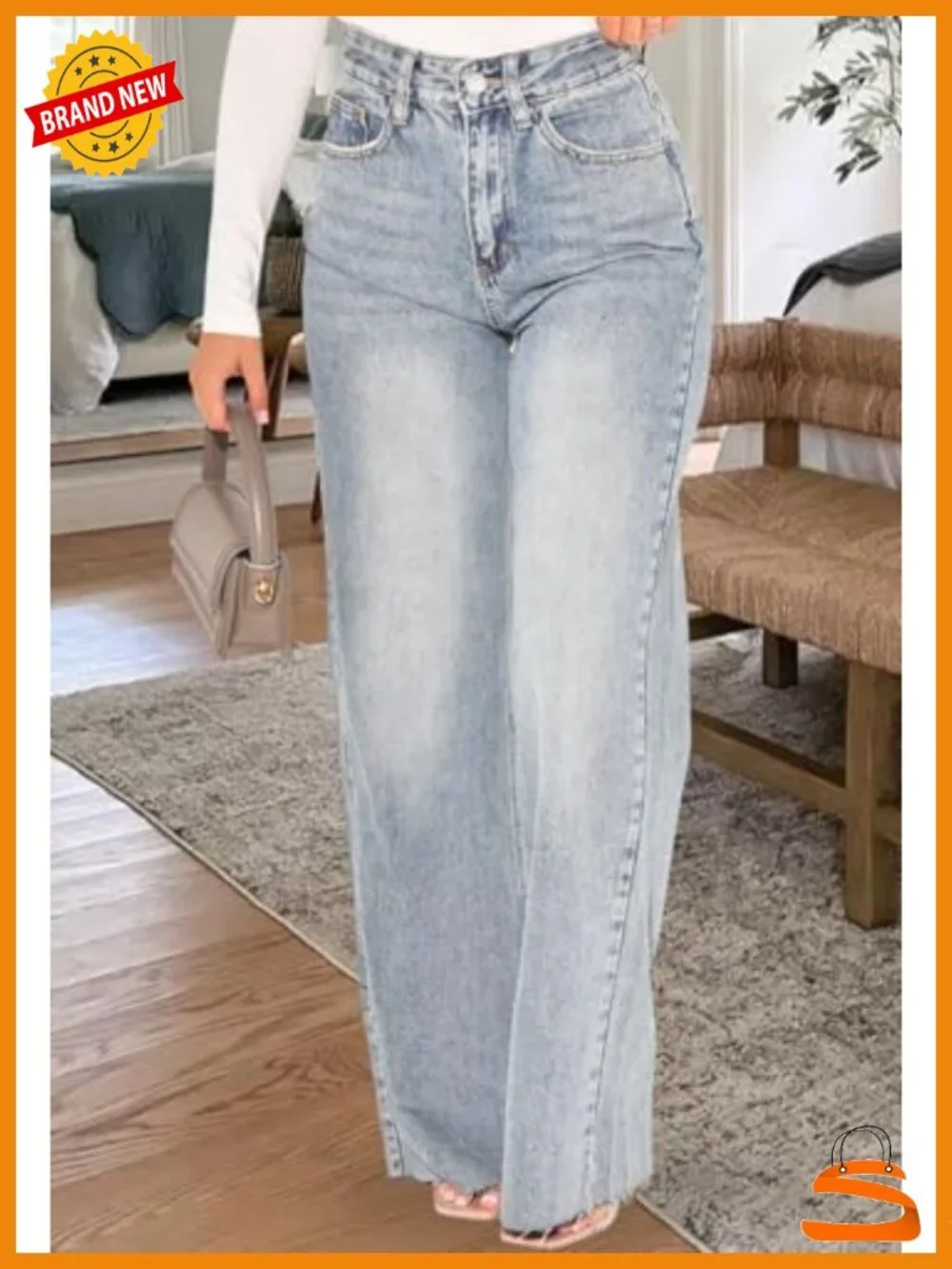 Wide Leg Jeans High Waist Stretch Baggy Loose Denim Pants